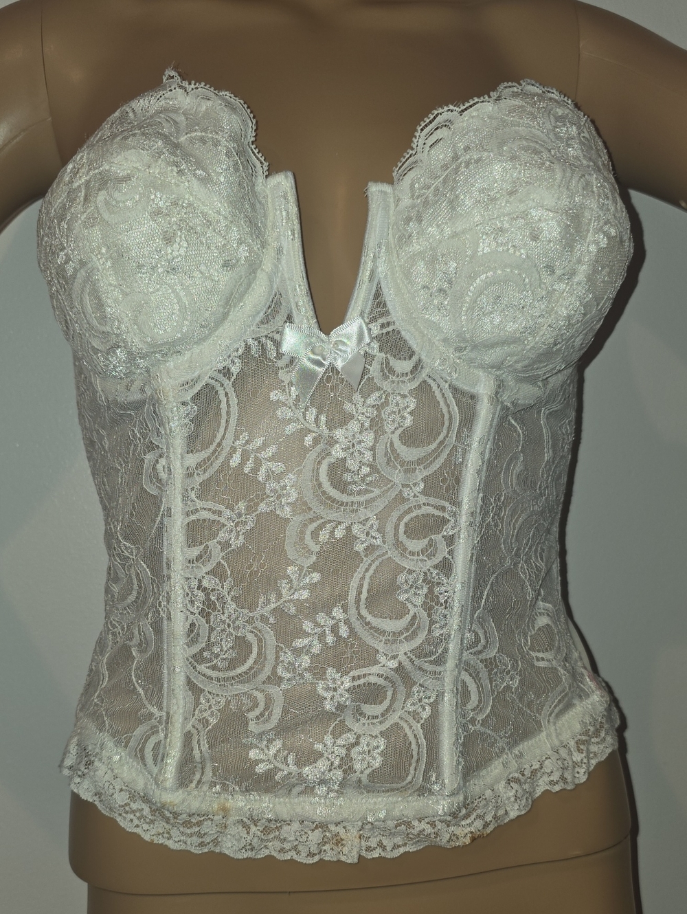Lace Strapless Bustier Corset - White